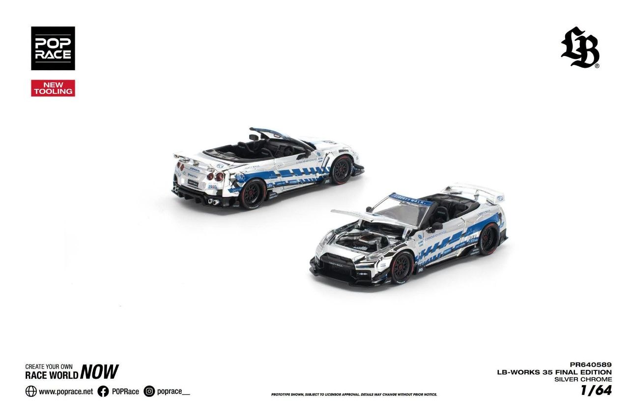 Pop Race 1:64 LB-WORKS 35 FINAL EDITION SILVER CHROME NEW TOOLING #0589
