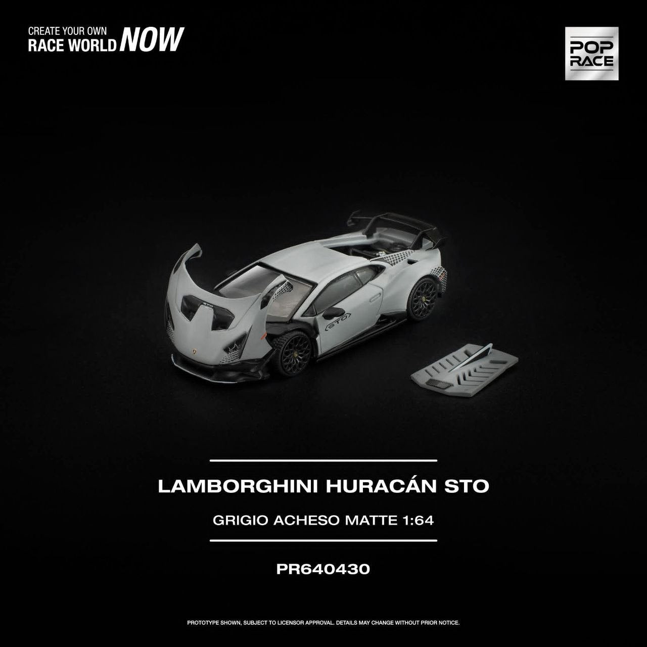 Pop Race 1:64 Lamborghini Huracan STO Grigio Acheso Matte