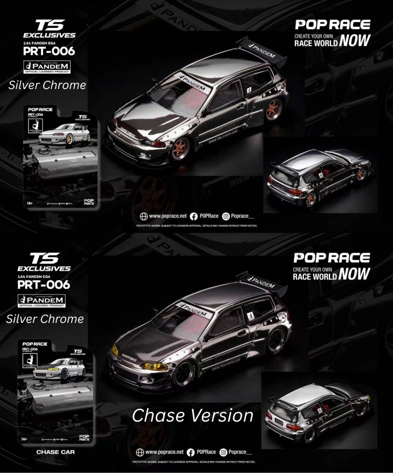 Pop Race 1:64 Pandem EG6 *Tokyo Station Exclusives* Silver Chrome