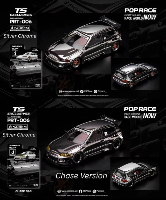 Pop Race 1:64 Pandem EG6 *Tokyo Station Exclusives* Silver Chrome