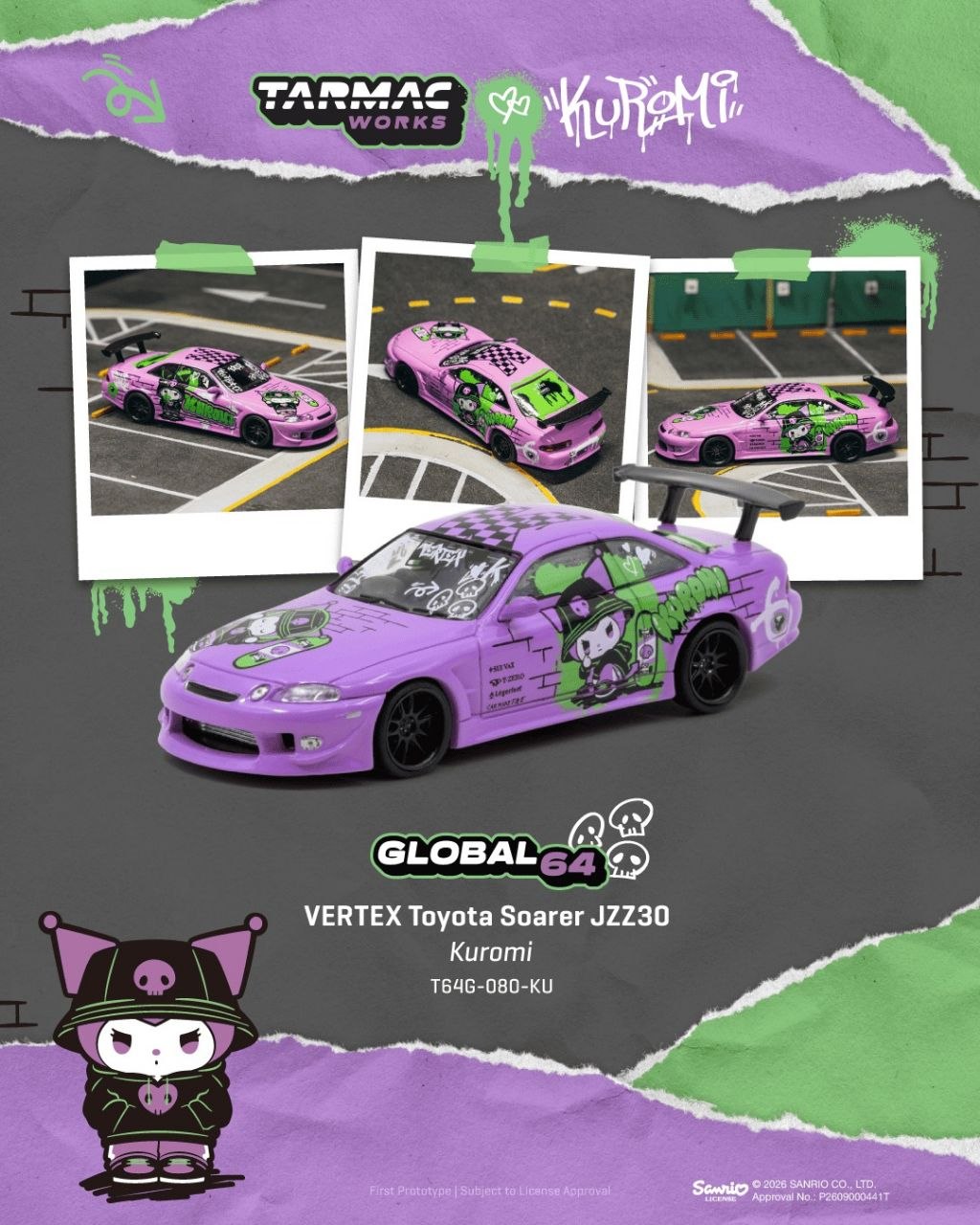 Tarmac Works 1:64 Toyota Soarer JZZ30 Vertex *KUROMI* Purple