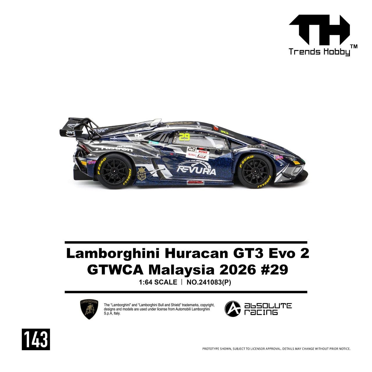 Trends Hobby 1:64 2026 Lamborghini Huracan GT3 EVO #29 GTWCA Malaysia