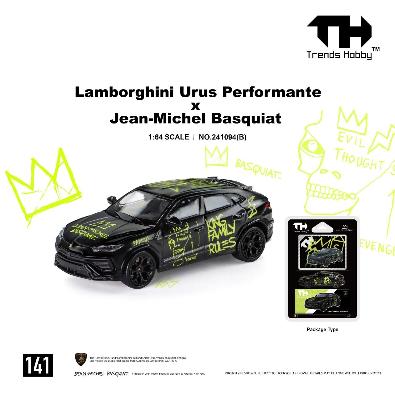 Trends Hobby 1:64 Lamborghini Urus Performance x Jean-Michel Basquiat Black/Green