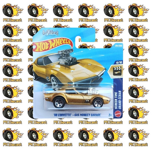 Hot Wheels 1:64 2024 1972 '68 Corvette Gas Monkey Garage Screen Time 214/250 Short Card