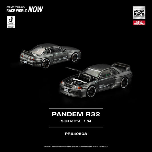 Pop Race 1:64 Pandem R32 Gun Metal New Tooling PR640508