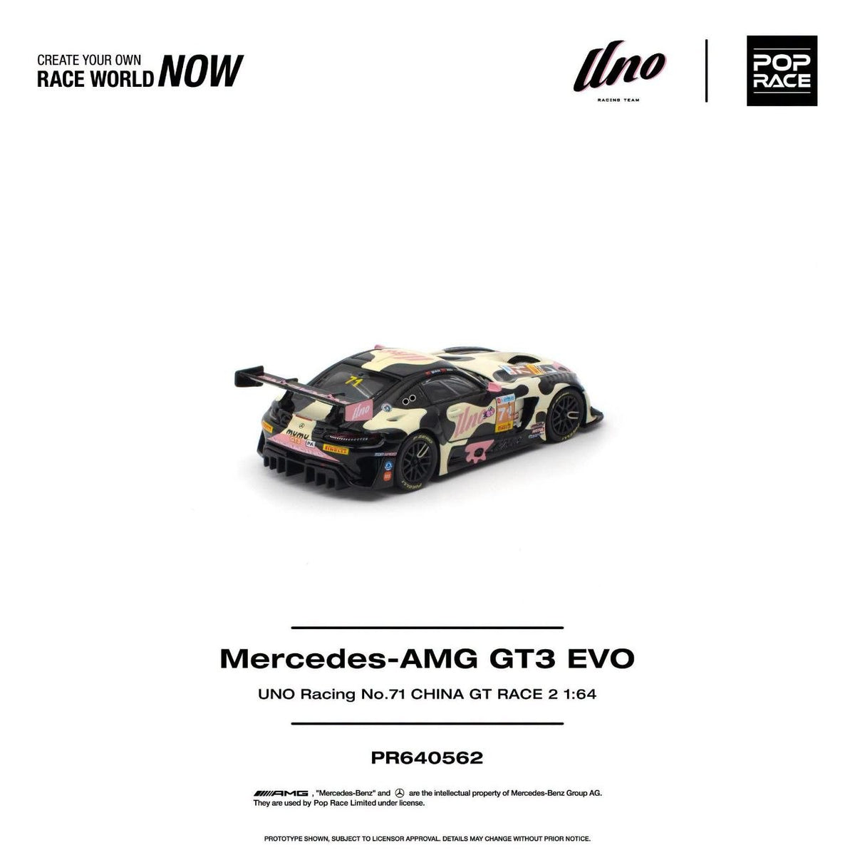 Pop Race 1:64 Mercedes AMG GT3 EVO UNO Racing NO.71 China GT Race 2 "Mumu" PR6400562