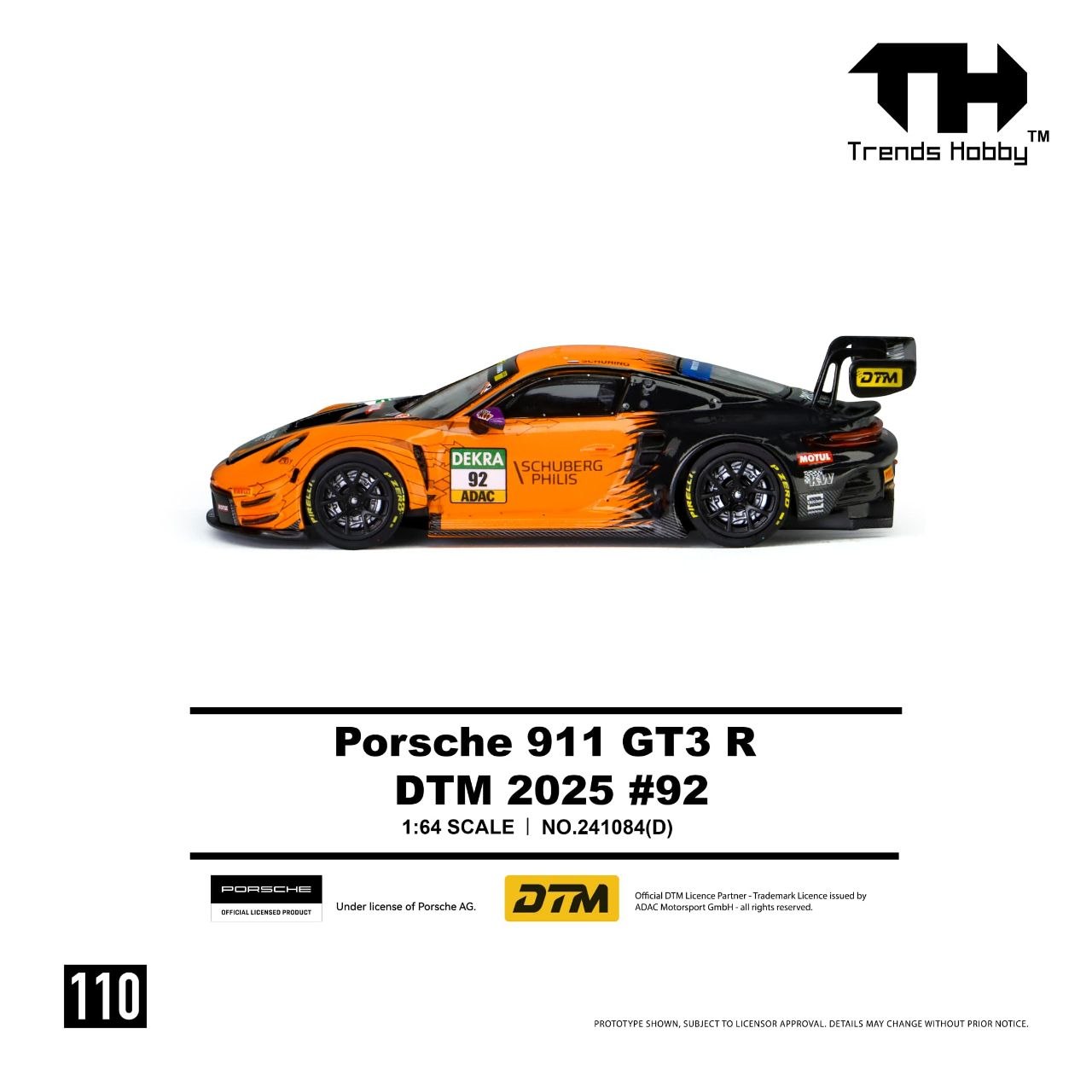 Trends Hobby 1:64 Porsche 911 GT3 R DTM 2025 #92 Orange/Black