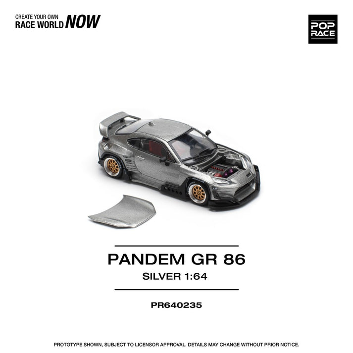 Pop Race 1:64 PANDEM GR86 SILVER (NEW TOOLING) PR640235