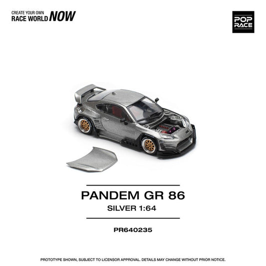 Pop Race 1:64 PANDEM GR86 SILVER (NEW TOOLING) PR640235