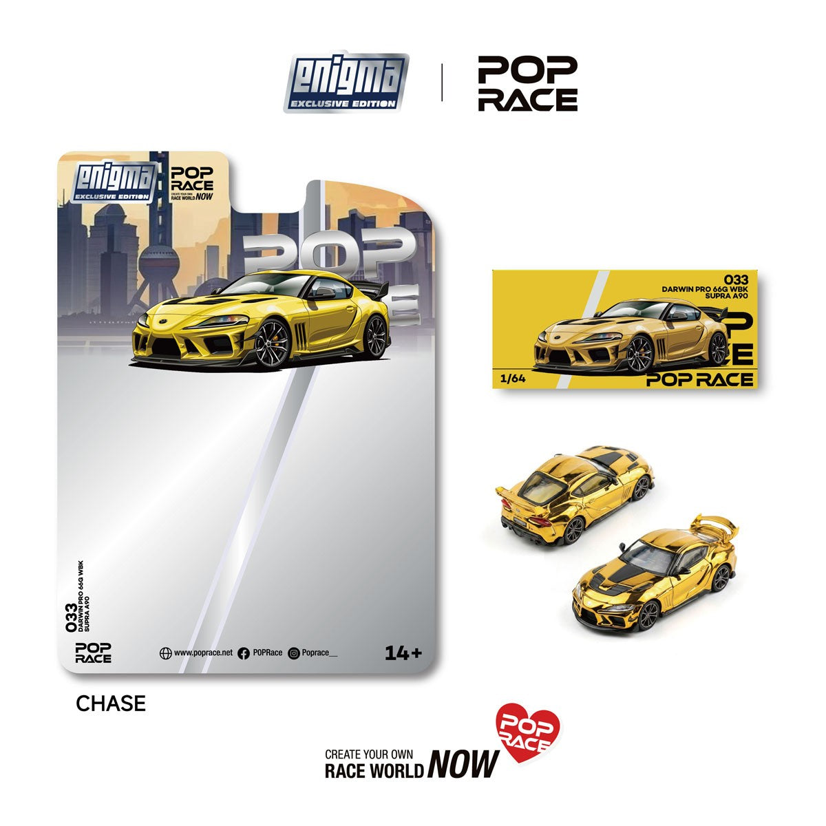 Pop Race 1:64 Darwin Pro 66G WBK Supra A90 Nitro Yellow