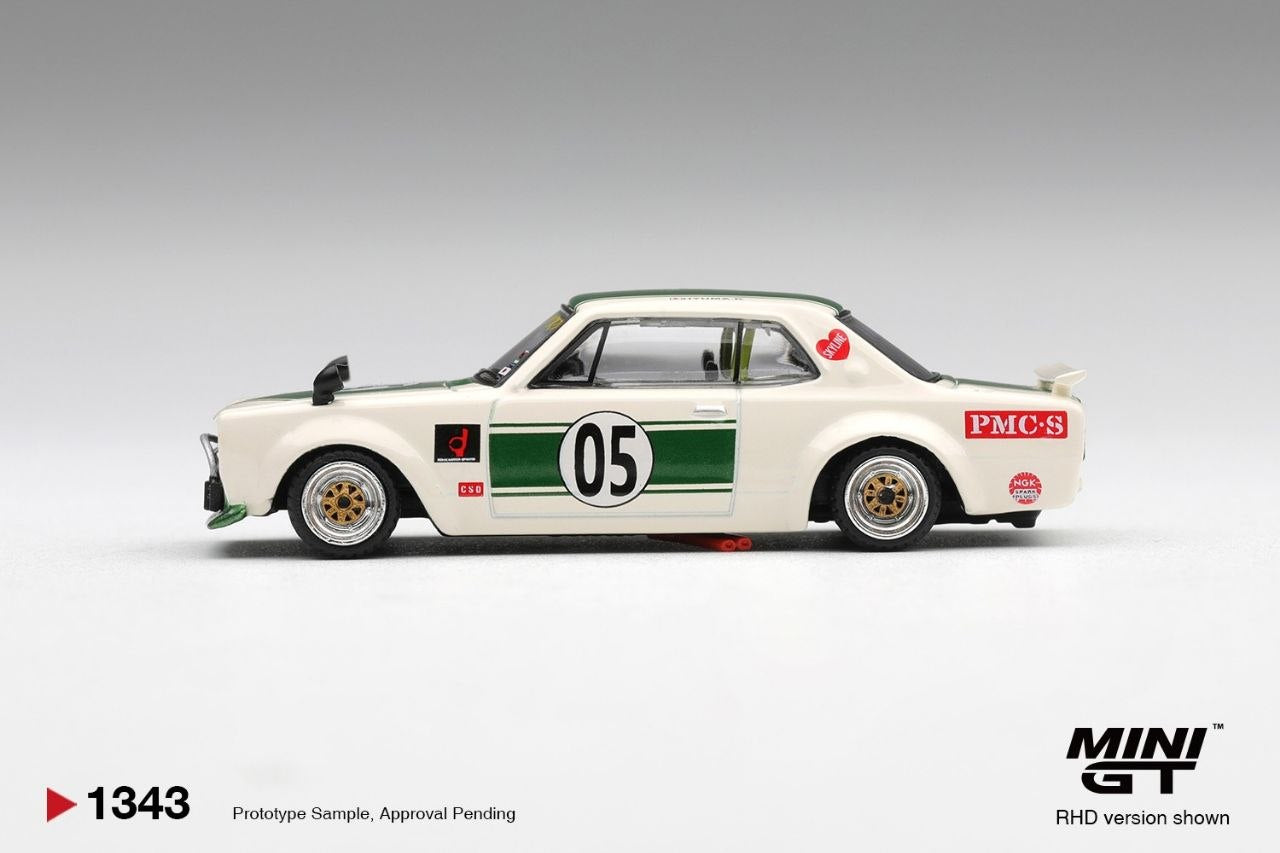 Mini GT 1:64 Nissan Skyline LB-WORKS "HAKOSUKA" White/Green (RHD) #1343