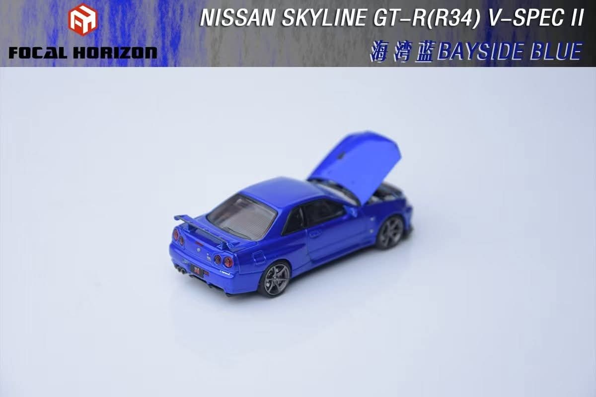 Focal Horizon 1:64 Diecast Nissan Skyline GT-R R34 V-SPEC-II Bayside Blue
