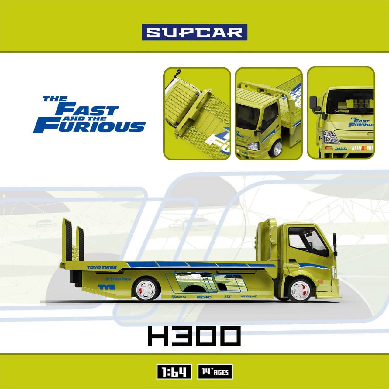Supcar 1:64 Diecast H300 Tow Truck F&F Green Livery