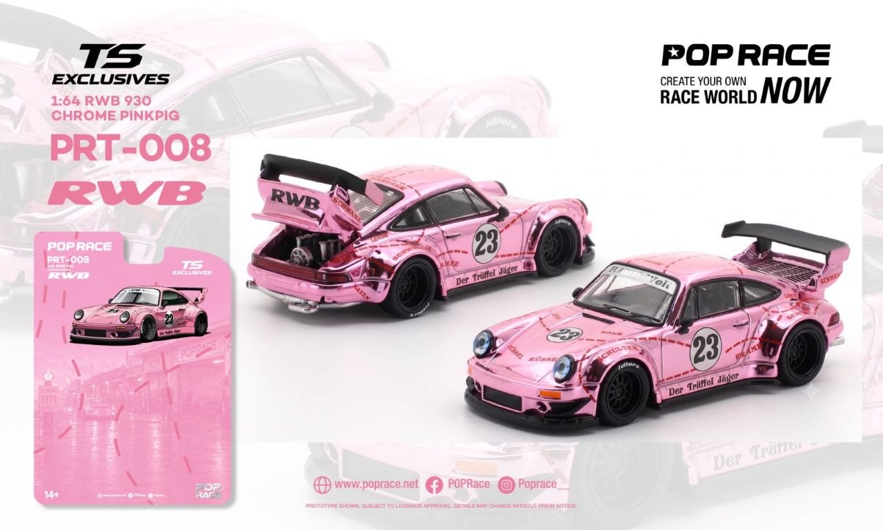 Pop Race 1:64 Porsche RWB 930 *Tokyo Station Exclusives* Pink Chrome
