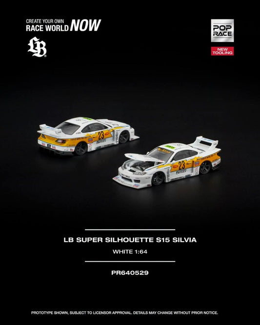 Pop Race 1:64 LB Super Silhouette S15 Silvia White NEW TOOLING PR640529