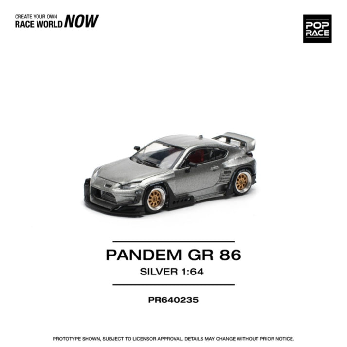 Pop Race 1:64 PANDEM GR86 SILVER (NEW TOOLING) PR640235