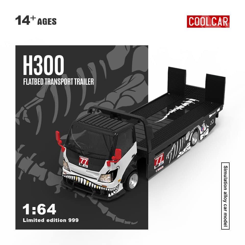 Cool Car 1:64 H300 Flatbed Transport Trailer Skeleton Rexy #77 Alloy Diecast