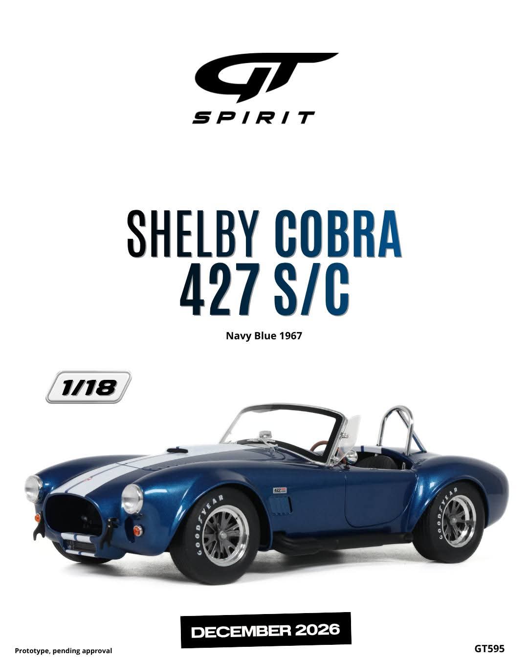 GT Spirit 1:18 1967 Shelby Cobra 427 S/C *Resin Series* Navy Blue