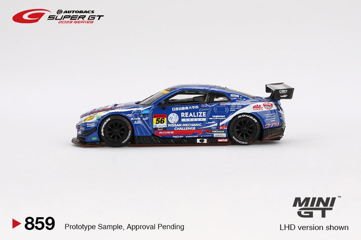 Mini GT 1:64 Nissan GT-R NISMO GT3 #56 " REALIZE NISSAN MECHANIC CHALLENGE GT-R" 2023 SUPER GT SERIES in Blister Packaging (MGT00859-BL)