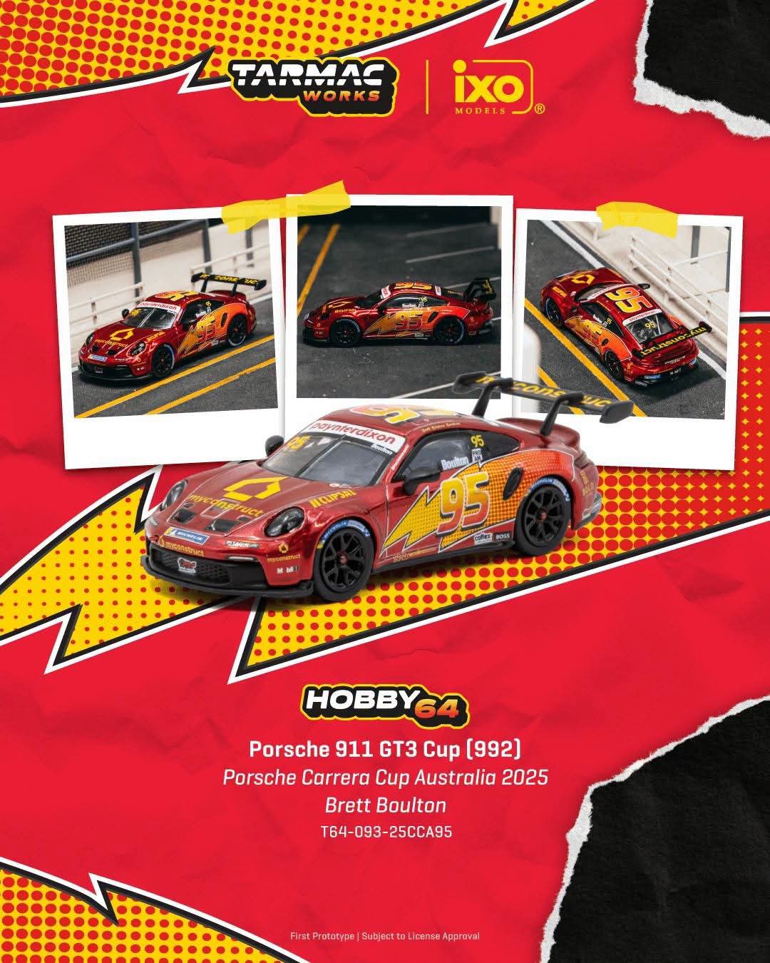Tarmac Works 1:64 Porsche 911 GT3 Cup (992) Porsche Carrera Cup Australia 2025 Brett Boulton