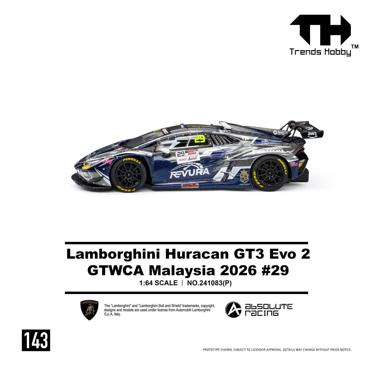 Trends Hobby 1:64 2026 Lamborghini Huracan GT3 EVO #29 GTWCA Malaysia