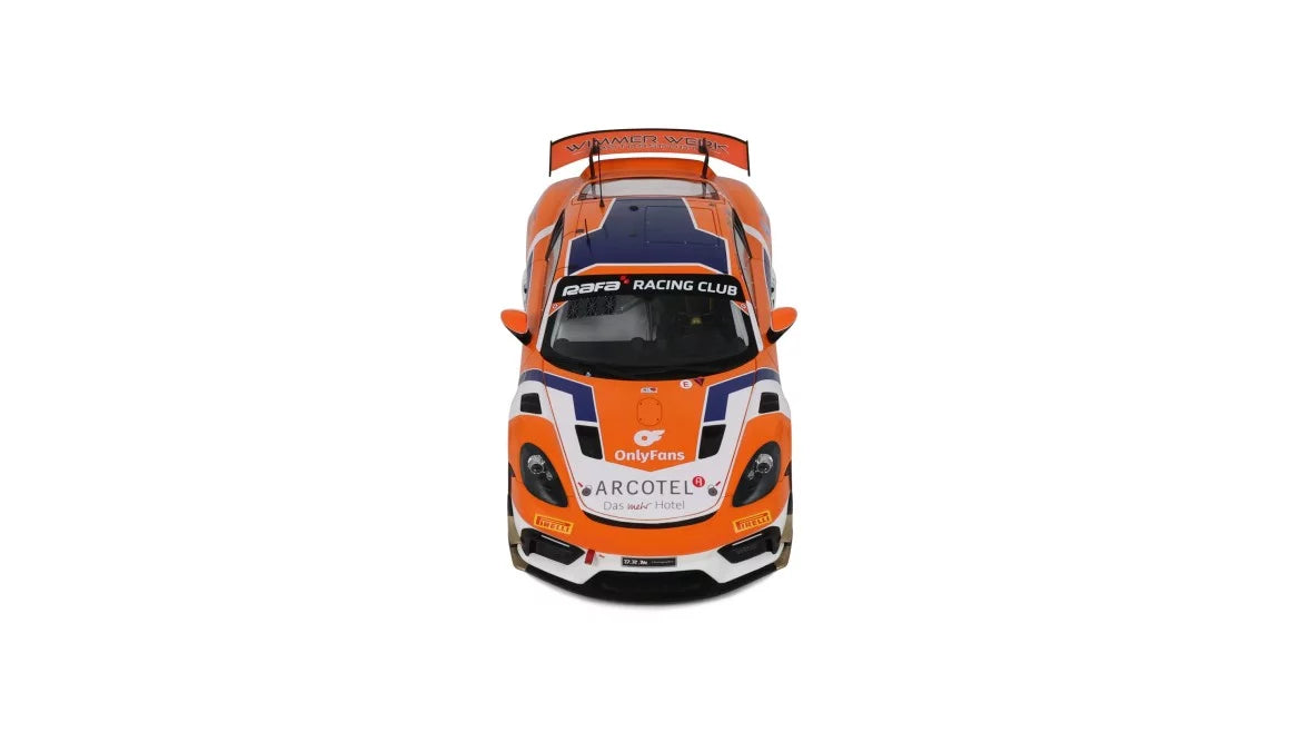 Ottomobile 1:18 2024 Porsche 718 Cayman GT4 RS Clubsport #92 E.Hayerdahl/N.Maloy GT4 European Series *Resin Series* Orange/White OT1235