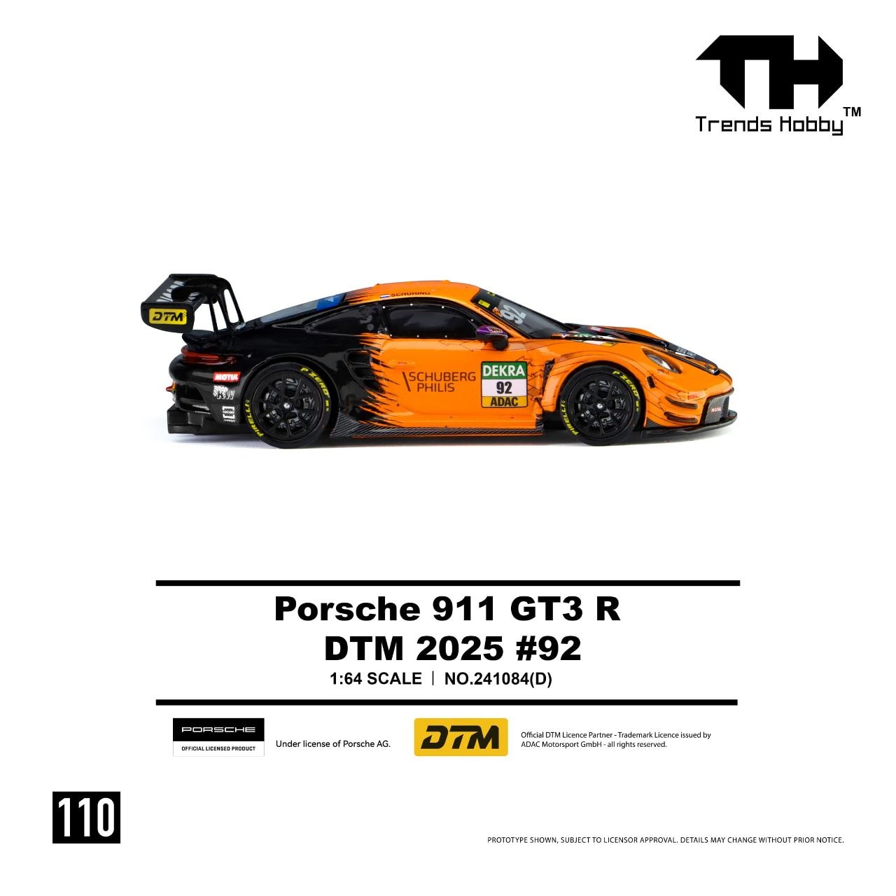 Trends Hobby 1:64 Porsche 911 GT3 R DTM 2025 #92 Orange/Black