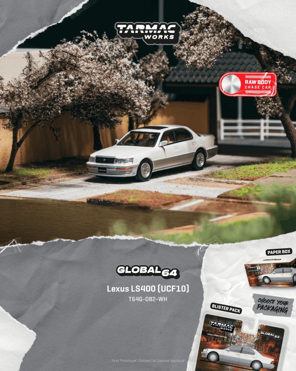 Tarmac Works 1:64 2001 Lexus LS400 (UCF10) Pearl White