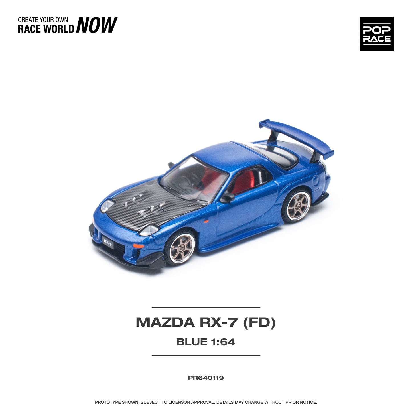 Pop Race 1:64 Mazda rx-7 FD3S Re-amemiya widebody, metallic blue PR640119