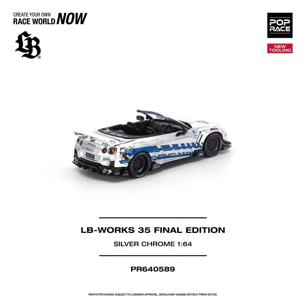 Pop Race 1:64 LB-WORKS 35 FINAL EDITION SILVER CHROME NEW TOOLING #0589