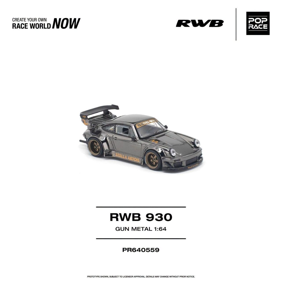 Pop Race 1:64 RWB 930 GUN METAL PR640559