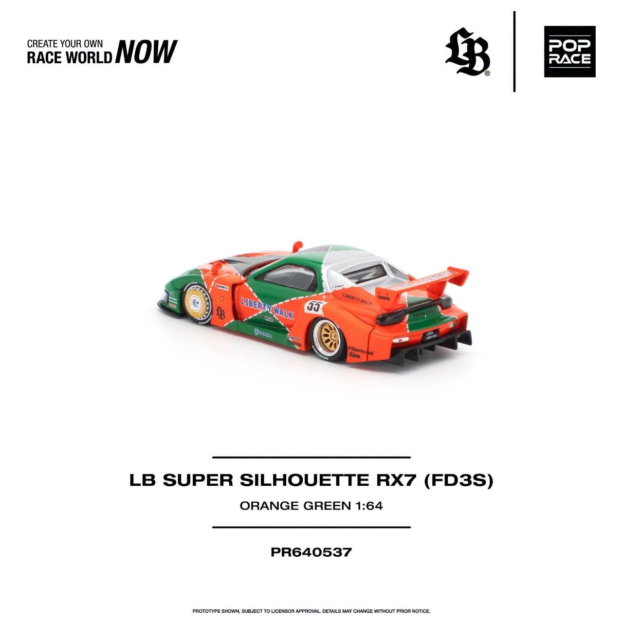 Pop Race 1:64 LB SUPER SILHOUETTE RX7 (FD3S) #0537