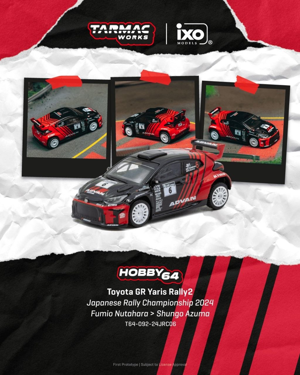 Tarmac Works 1:64 Toyota GR Yaris Rally2 Japanese Rally Championship 2024 Fumio Nutahara/Shungo Azum