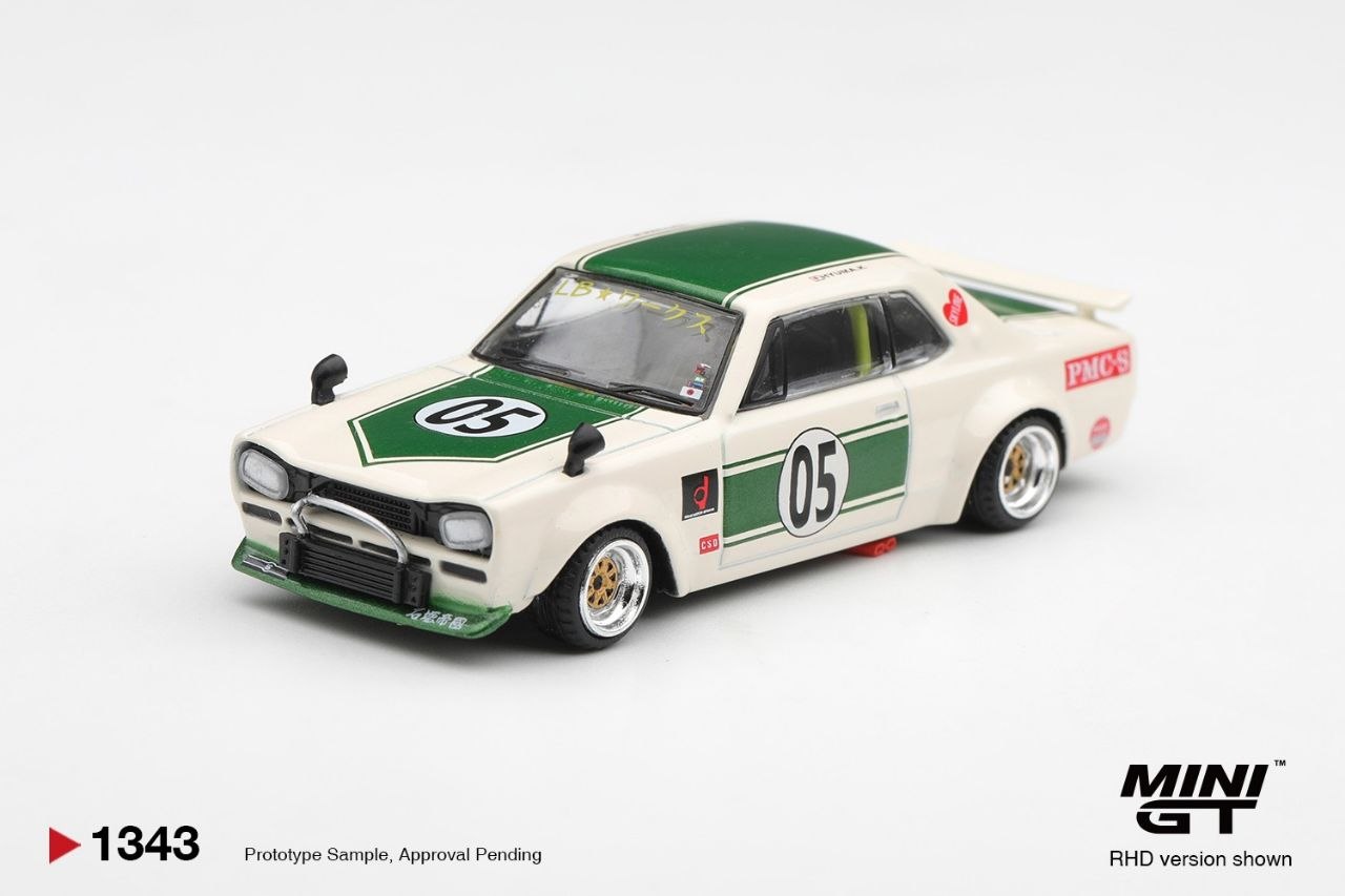 Mini GT 1:64 Nissan Skyline LB-WORKS "HAKOSUKA" White/Green (RHD) #1343