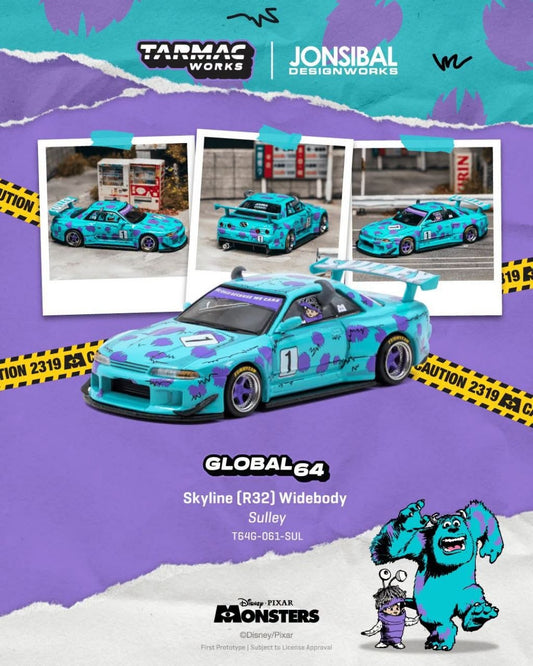 Tarmac Works 1:64 Skyline (R32) Widebody Designed by Jon Sibal *Sulley* Blue/Purple