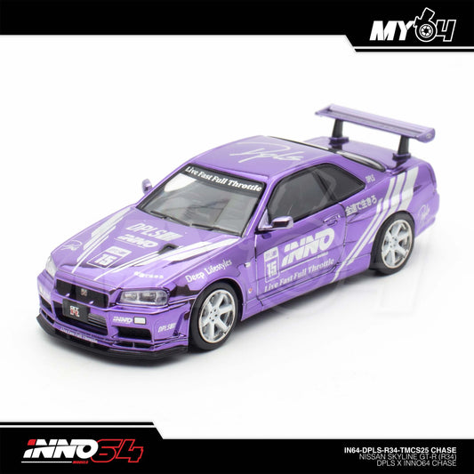Inno64 x DPLS 1:64 Nissan Skyline GT-R (R34) Purple Chrome