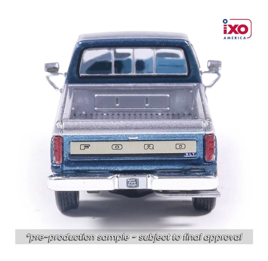 IXO America 1:64 1980 F-150 Ranger XLT Short Bed - Silver Metallic & Midnight Blue Metallic Combination Tu-Tone