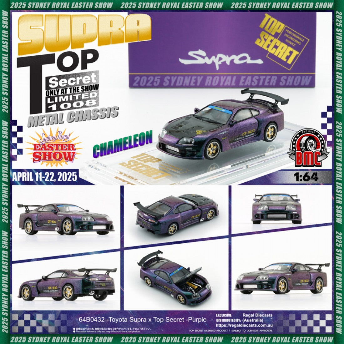 BM Creations 1:64 Toyota Supra Top Secret *Australia Limited* Chameleon Purple BM64B0432
