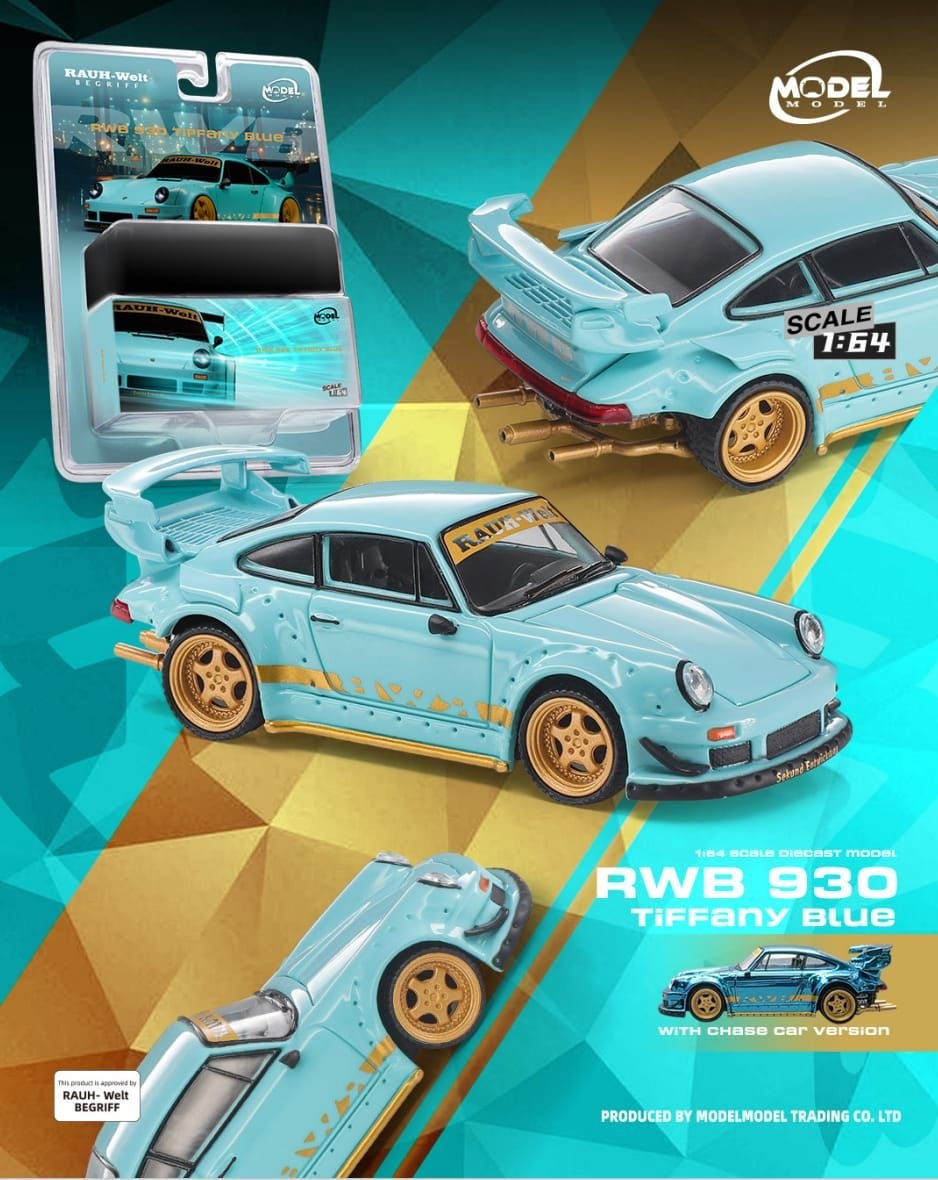 ModelModel 1:64 Diecast RWB930 GT Wing Tiffany Blue (MM64-RWB930-006)
*Blister Packaging*