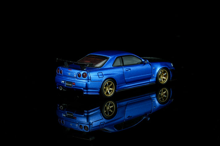 MotorHelix 1:64 Nissan Skyline GT-R (R34) Customized with GT Aero Kit Bayside Blue