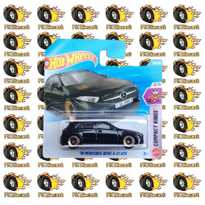 Hot Wheels 1:64 Mainline '19 Mercedes-Benz A-Class Black 210/250 Compact Kings Short Card