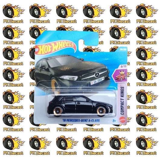 Hot Wheels 1:64 Mainline '19 Mercedes-Benz A-Class Black 210/250 Compact Kings Short Card