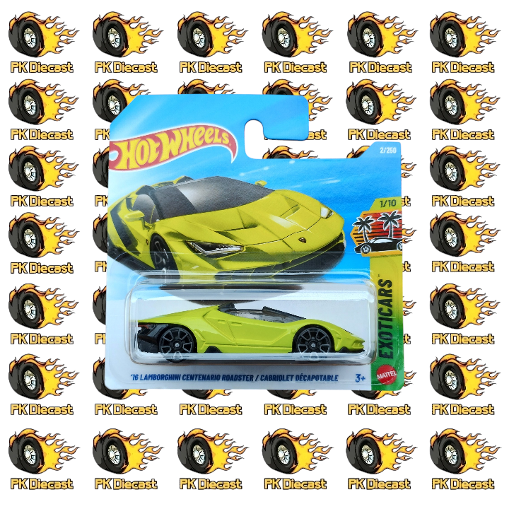 Hot Wheels 1:64 Mainline '16 Lamborghini Centenario Roadster 2/250 Exoticars Short Card