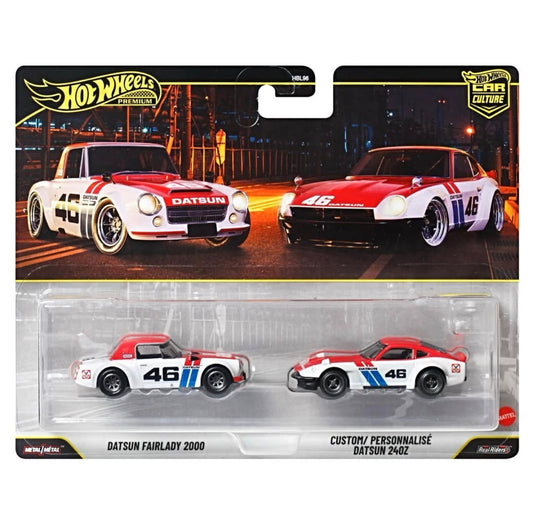 Hot Wheels 1:64 2 Pack Datsun Fairlady 2000 & Custom Datsun 240Z Premium Car Culture Twin Pack