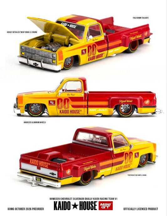 Kaido House x Mini GT 1:64 Chevrolet Silverado Dually Kaido Racing Team V1 #320