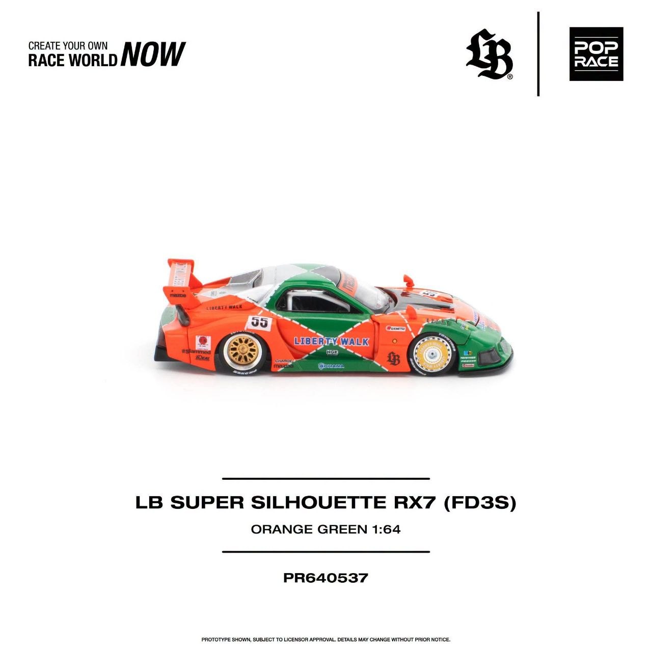 Pop Race 1:64 LB SUPER SILHOUETTE RX7 (FD3S) #0537