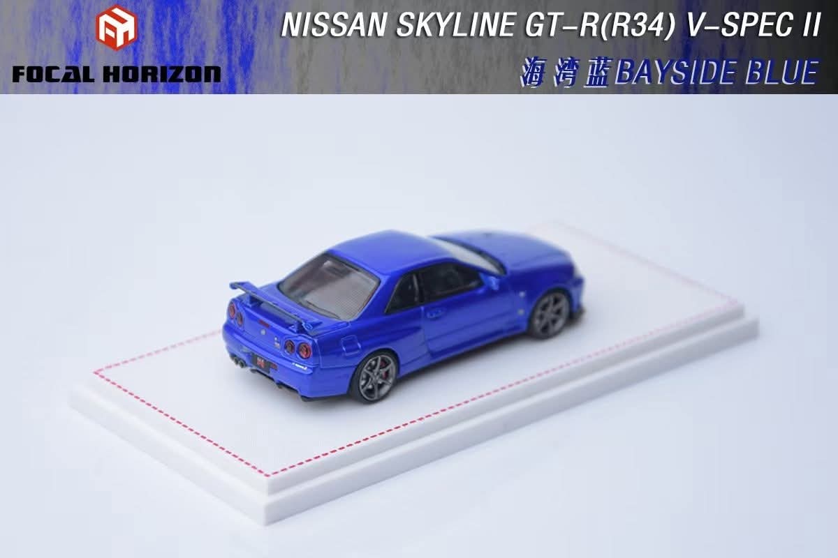 Focal Horizon 1:64 Diecast Nissan Skyline GT-R R34 V-SPEC-II Bayside Blue