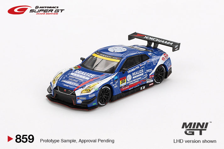 Mini GT 1:64 Nissan GT-R NISMO GT3 #56 " REALIZE NISSAN MECHANIC CHALLENGE GT-R" 2023 SUPER GT SERIES in Blister Packaging (MGT00859-BL)