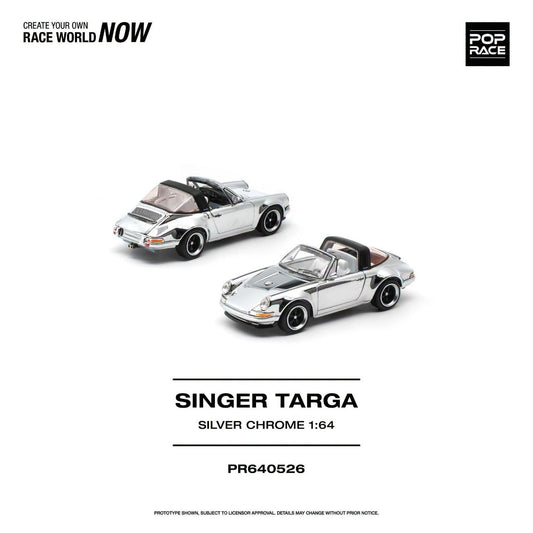 Pop Race 1:64 Singer Targa Silver Chrome #0526