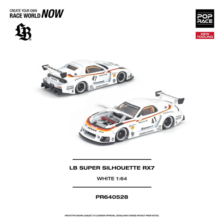 Pop Race 1:64 LB Super Silhouette RX7 (FD3S) White
